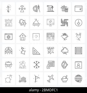 36 Editable Vector Line Icons and Modern Symbols of surprise, gift box, d scale, transport, location Vector Illustration Stock Vector