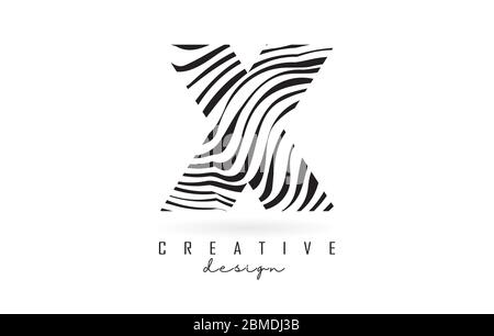 Black and White Zebra X Letter Logo Design. Creative X vector ...
