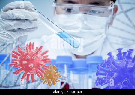 Asian male scientists working in the laboratory. Stock Photo