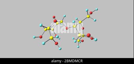 Lactulose is a non-absorbable sugar used in the treatment of constipation and hepatic encephalopathy. 3d illustration Stock Photo