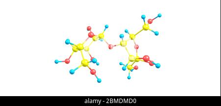 Lactulose is a non-absorbable sugar used in the treatment of constipation and hepatic encephalopathy. 3d illustration Stock Photo