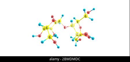 Lactulose is a non-absorbable sugar used in the treatment of constipation and hepatic encephalopathy. 3d illustration Stock Photo