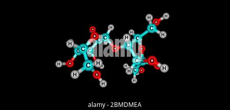 Lactulose is a non-absorbable sugar used in the treatment of constipation and hepatic encephalopathy. 3d illustration Stock Photo