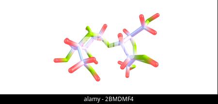 Lactulose is a non-absorbable sugar used in the treatment of constipation and hepatic encephalopathy. 3d illustration Stock Photo