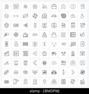 Simple Set of 81 Line Icons such as handicapped, luggage, blast, cart, down arrow Vector Illustration Stock Vector