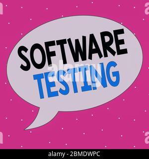 Handwriting text writing Software Testing. Conceptual photo investigation provide information about the quality of it Speech Bubble Oval Shaped in Sol Stock Photo