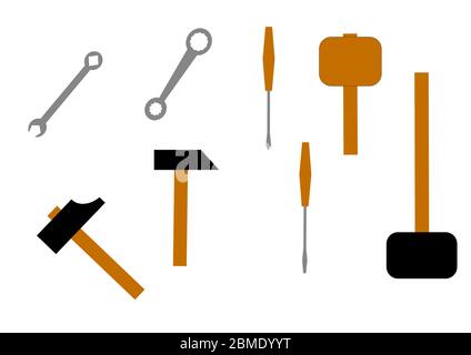 Set of bench tools on a white background. Stock Vector