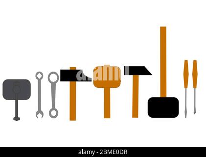 Set of bench tools on a white background. Stock Vector
