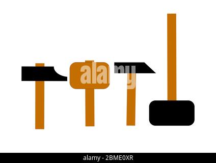 Hammer tool for locksmith and carpentry repairs. Stock Vector