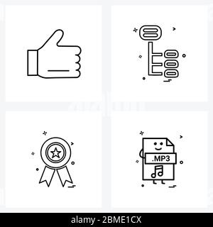 4 Universal Icons Pixel Perfect Symbols of favorite; awarded; like; networking; Vector Illustration Stock Vector
