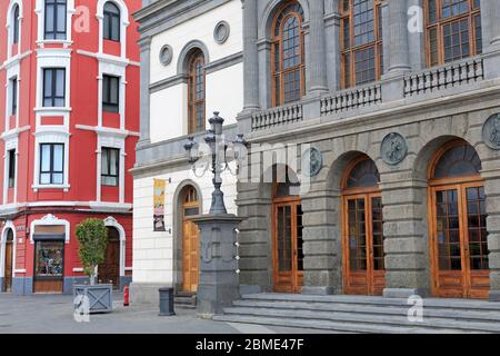 Perez Galdos Theatre in the Triana District,Las Palmas City, Gran Canaria Island,Canary Islands,Spain,Europe Stock Photo