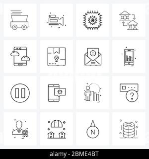 16 Universal Icons Pixel Perfect Symbols of smartphone, transfer, loans, bank Vector Illustration Stock Vector