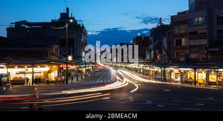 Shijo-Dori Street in Kyoto Japan Stock Photo