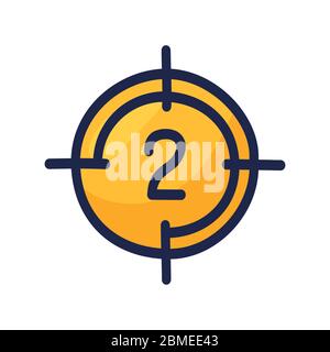 Movie countdown frame simple outline color icon isolated on white. Cartoon hand draw vector illustration Stock Vector