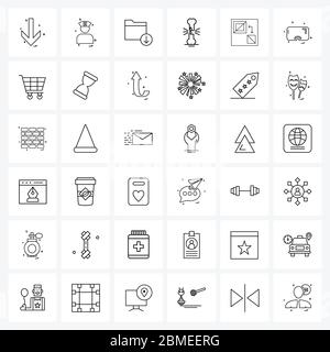 Pixel Perfect Set of 36 Vector Line Icons such as graphic, design, down, and, broken Vector Illustration Stock Vector