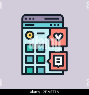 Social media profile. Concept illustration, flat design linear style banner. Usage for e-mail newsletters, headers, blog posts, print and more. Vector Stock Vector