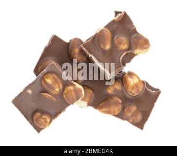 Hazelnut Chocolate isolated on white background (close up shot) Stock Photo