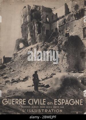 España. Guerra civil (1936-1939). Portada de la revista francesa L'Illustration. Editada en París, enero de 1937. Stock Photo
