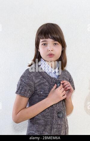 Girl schoolboy in uniform. The concept of education and training Stock Photo