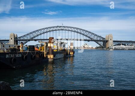 The temporary tunnel boring retrieval site at Blues Point in Sydney Stock Photo