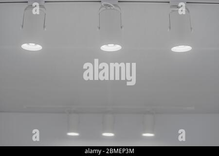 LED Downlight on white wall Stock Photo