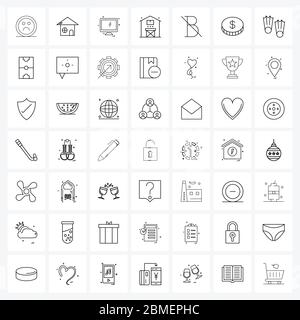 Stock Vector Icon Set of 49 Line Symbols for coin, text, computer, strong, house Vector Illustration Stock Vector