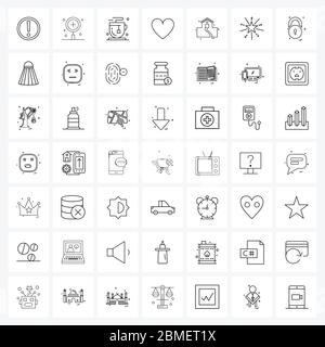 Stock Vector Icon Set of 49 Line Symbols for home, house, tea, like, love Vector Illustration Stock Vector