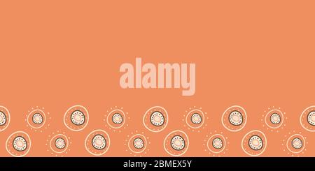 Sparkly Border Horizontal circles on an orange background seamless repeat vector pattern surface design Stock Vector