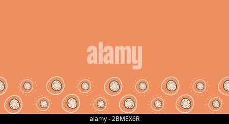 Sparkly Border Horizontal circles on an orange background seamless repeat vector pattern surface design Stock Vector