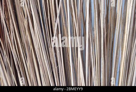 Background Pattern, Close Up Brown Made of Coconut Leaf Stalks with Copy Space for Text Decorated. Stock Photo