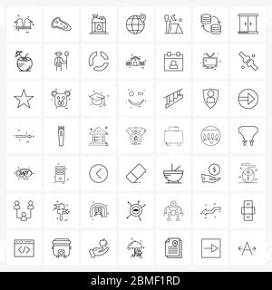 Isolated Symbols Set of 49 Simple Line Icons of summer, camping, flammable, location, map Vector Illustration Stock Vector