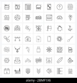 Set of 49 Modern Line Icons of arrow, navigation, laptop, dumb, fitness Vector Illustration Stock Vector