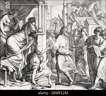 David bringing the ark of the covenant to jerusalem, Old Testament, by Julius Schnorr von Carolsfeld Stock Photo