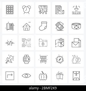 25 Universal Icons Pixel Perfect Symbols of industry, electricity, snow, ecology, identity Vector Illustration Stock Vector