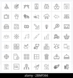 Stock Vector Icon Set of 49 Line Symbols for drop box, network, hurdle, avatar, mobile Vector Illustration Stock Vector