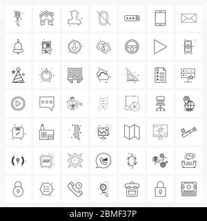 Stock Vector Icon Set of 49 Line Symbols for security, width, avatar, tool, design Vector Illustration Stock Vector