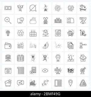 Set of 49 Universal Line Icons of gear, army, trophy, missiles, talk Vector Illustration Stock Vector