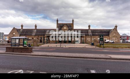 Morecambe, England, UK - April 2, 2013: The former Midland Railway station buildings at Morecambe, now home to The Platform arts centre. Stock Photo