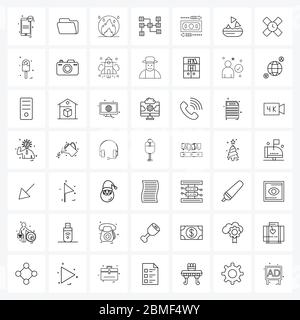 Isolated Symbols Set of 49 Simple Line Icons of fund, communication, folder, internet, delivery Vector Illustration Stock Vector