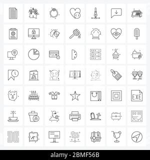 Stock Vector Icon Set of 49 Line Symbols for pen, code, marriage, love, affection Vector Illustration Stock Vector