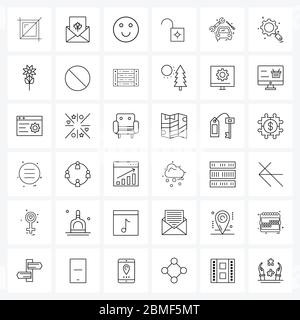 Line Icon Set of 36 Modern Symbols of search, garage, happy, car workshop, interface Vector Illustration Stock Vector