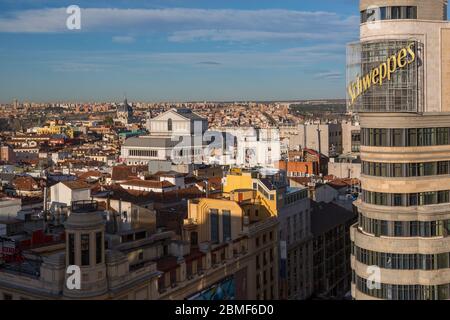 View of the Carrion Building (Capitol Building) and Opera House, Teatro Real visible in background, Madrid, Spain, Europe Stock Photo