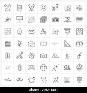 Set of 49 Modern Line Icons of emotion, emoji, medicine, formula Vector Illustration Stock Vector