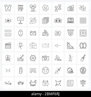 Set of 49 Modern Line Icons of emotion, emoji, medicine, formula Vector Illustration Stock Vector