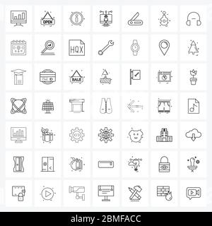 Set of 49 Modern Line Icons of cut, avatar, computer, info Vector Illustration Stock Vector