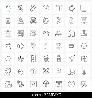 Set of 49 Modern Line Icons of clean, plus, meal, storage, cd Vector Illustration Stock Vector