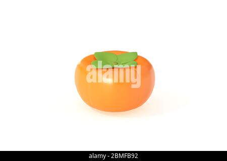 a persimmon fruit 3d rendering isolated on white background Stock Photo