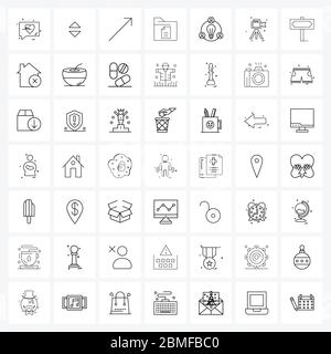 Stock Vector Icon Set of 49 Line Symbols for bulb, ui, arrow, interface, basic Vector Illustration Stock Vector