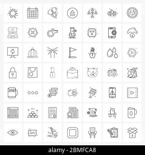 Isolated Symbols Set of 49 Simple Line Icons of collaboration, off, schedule, button, shells Vector Illustration Stock Vector