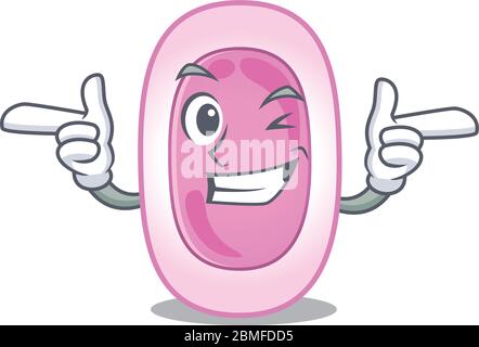 Cartoon design concept of bordetela pertussis with funny wink eye Stock Vector